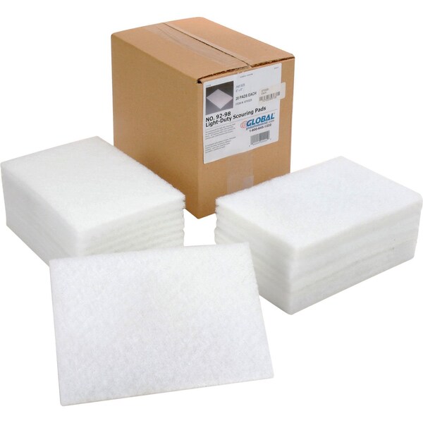 Global Industrial Light Duty Scouring Pads, White, 6 x 9, 20PK 670325 - main